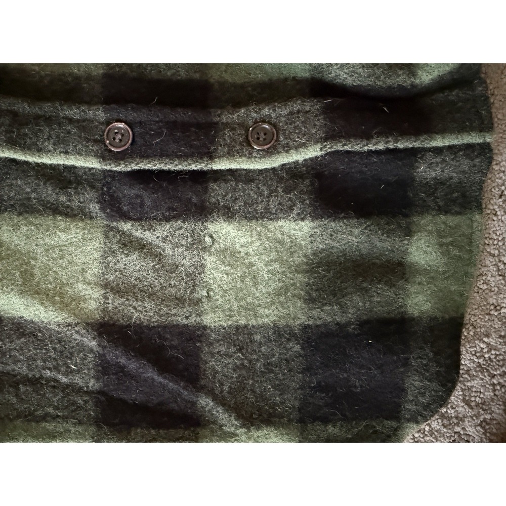 Vintage Woolrich Dark Green & Black Buffalo Wool Flannel Jacket Shirt Mens Large - Picture 7 of 7